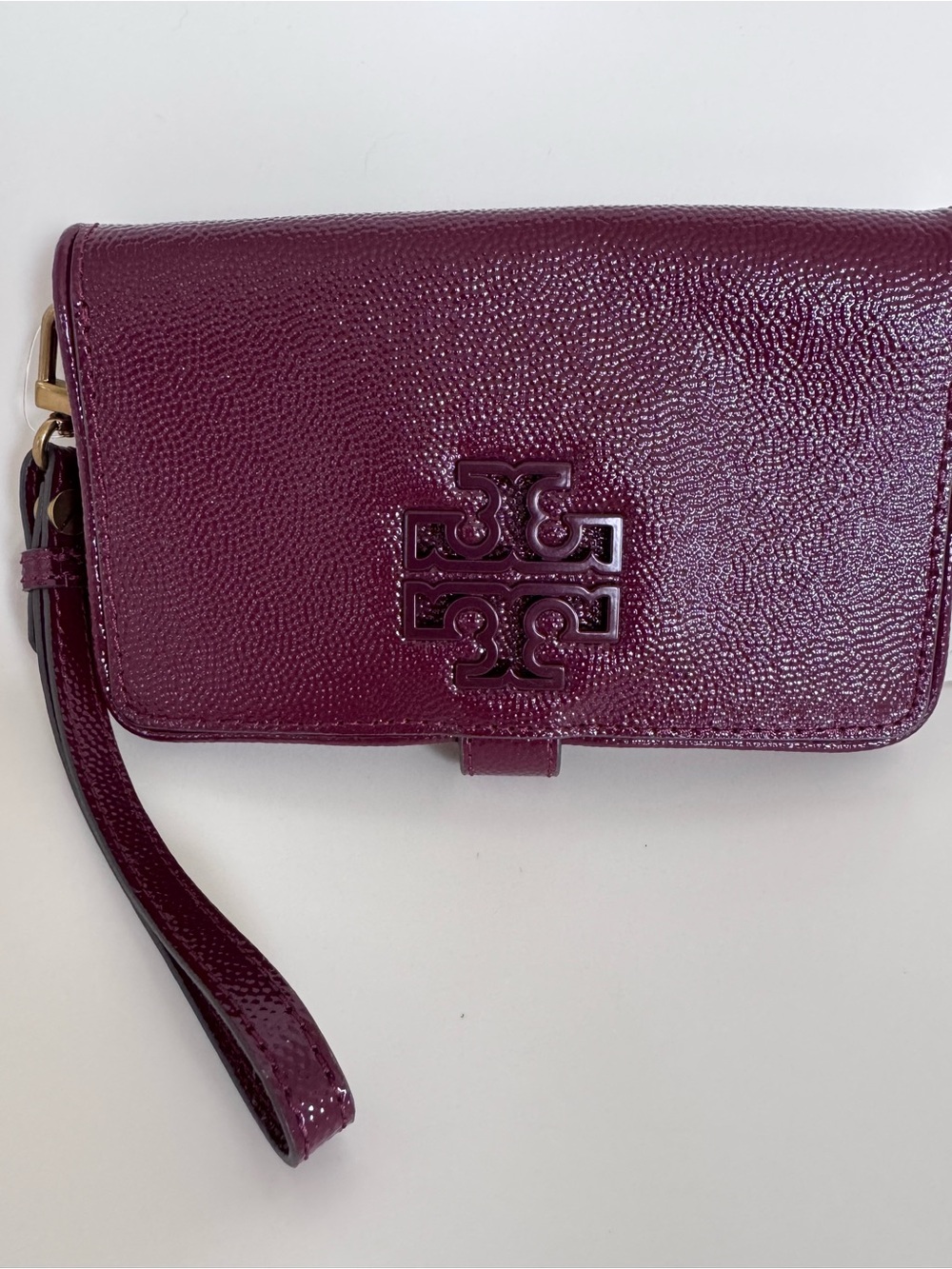 Tory Burch Robinson Patent Saffiano Leather Wristlet Wallet NWOT Burgundy Clutch - Picture 3 of 16